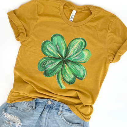 Colorful Whimsical four leaf clover St. Patrick's Day t-shirt
