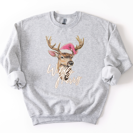 Wildly Merry Christmas Buck Graphic Sweatshirt